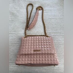 GUESS Pink Quilted Bag Gold Chain NEW